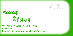 anna klasz business card